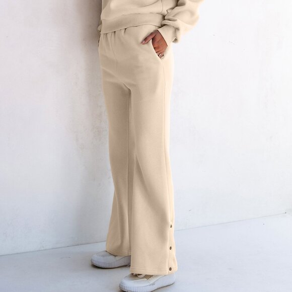Parchment Solid Color Hoodie and High Waist Pants Two Piece Activewear - Picture 3 of 12